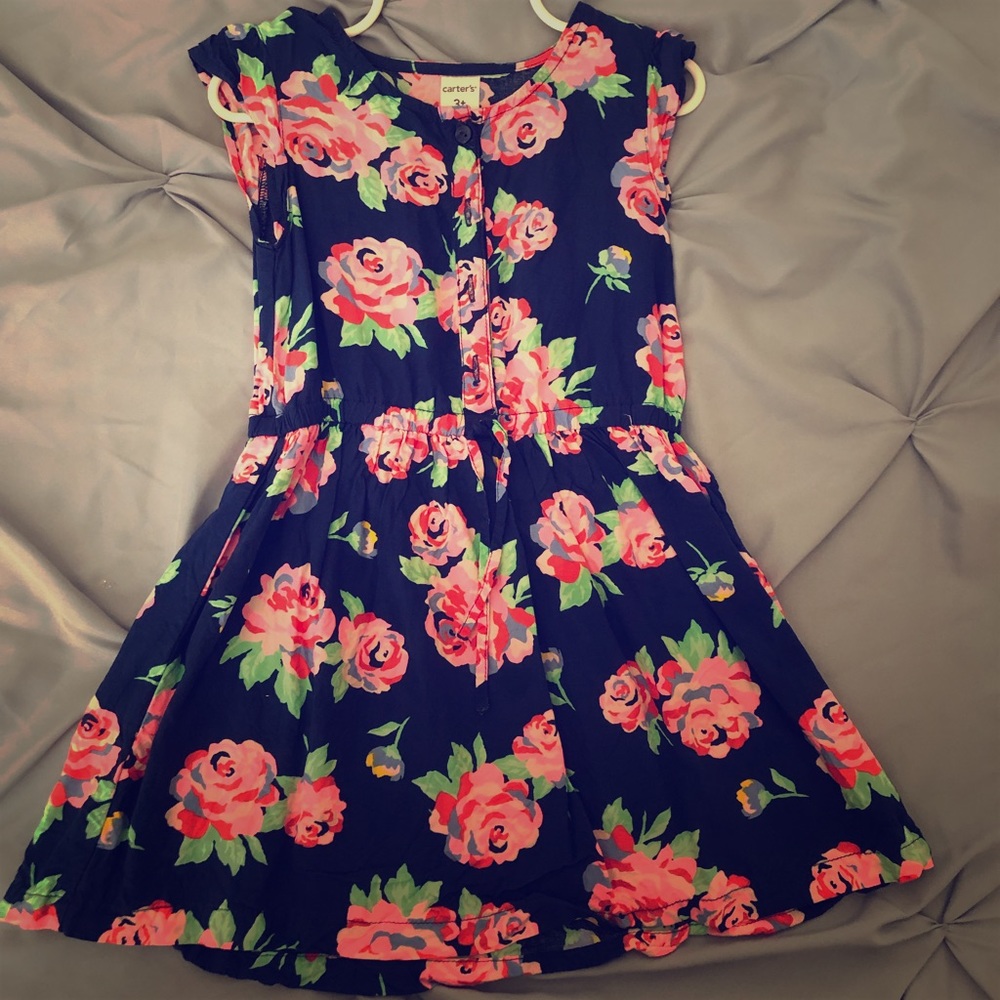 Navy blue floral dress girls size 3t SALE